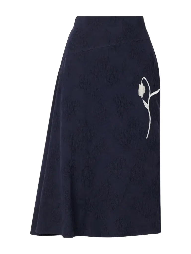Erdem Asymmetric Floral-jacquard Cotton-blend Midi Skirt