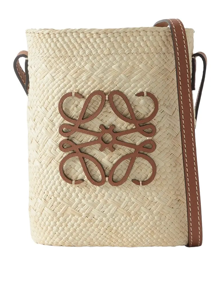 Loewe Paula's Ibiza Leather-Trimmed Raffia Bucket Bag - Men