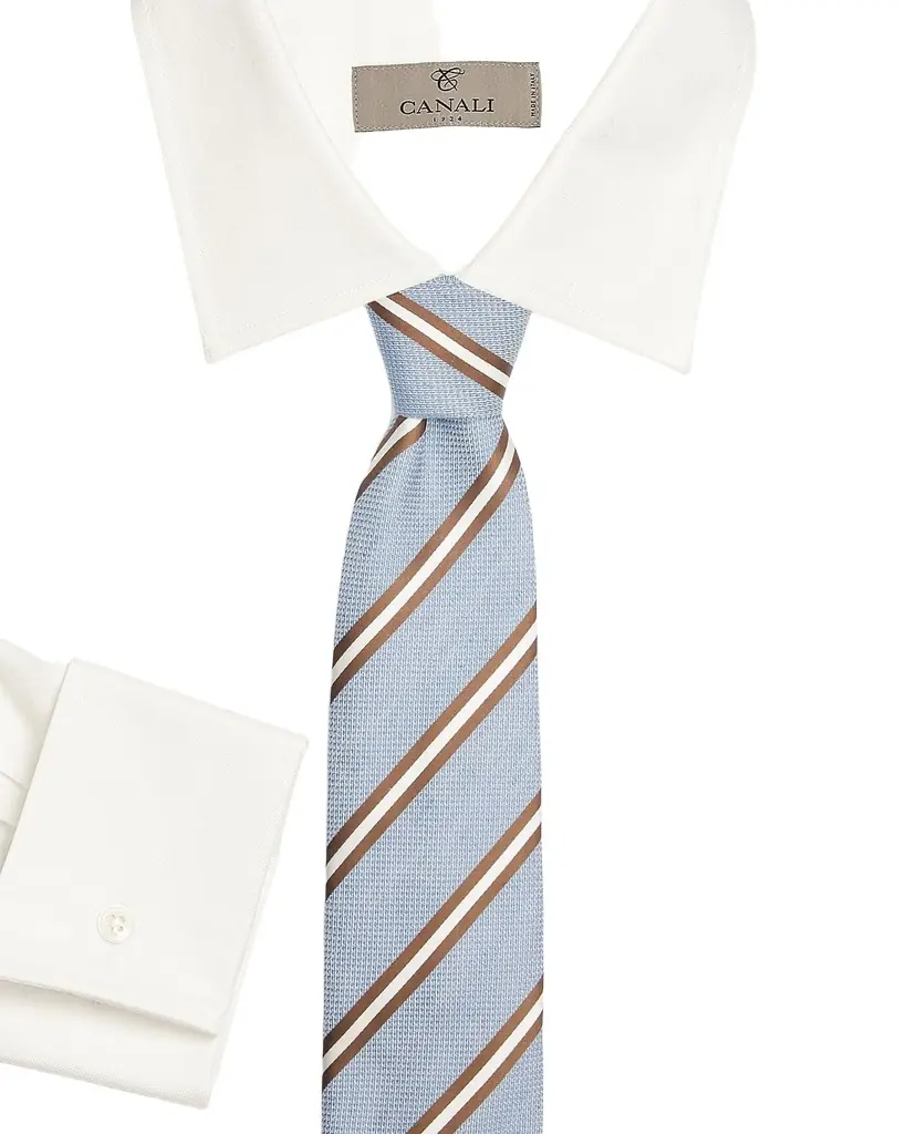 Canali Men 's Striped Silk Tie