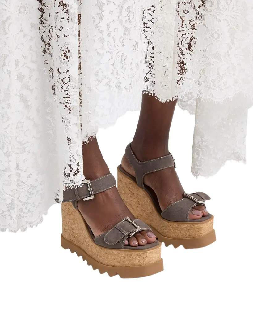 Stella McCartney 120mm Sneak-Elyse Vegan Suede Platform Sandals