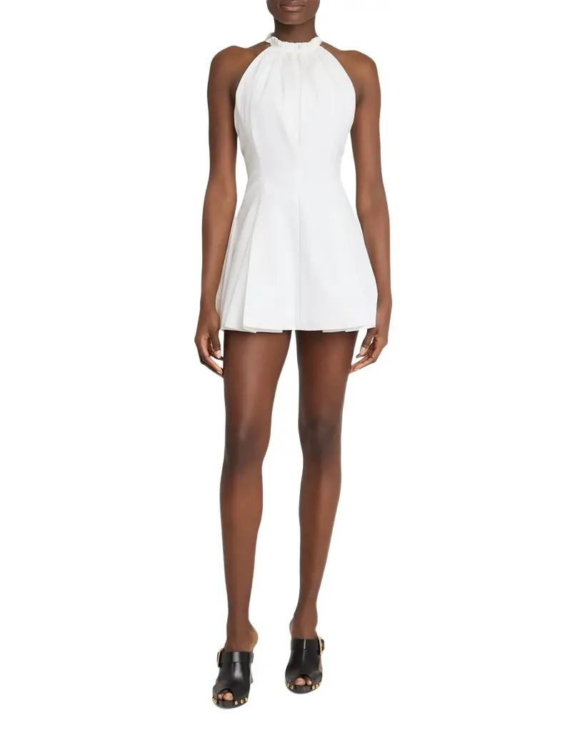 Balmain Cotton Poplin Halter Mini Dress
