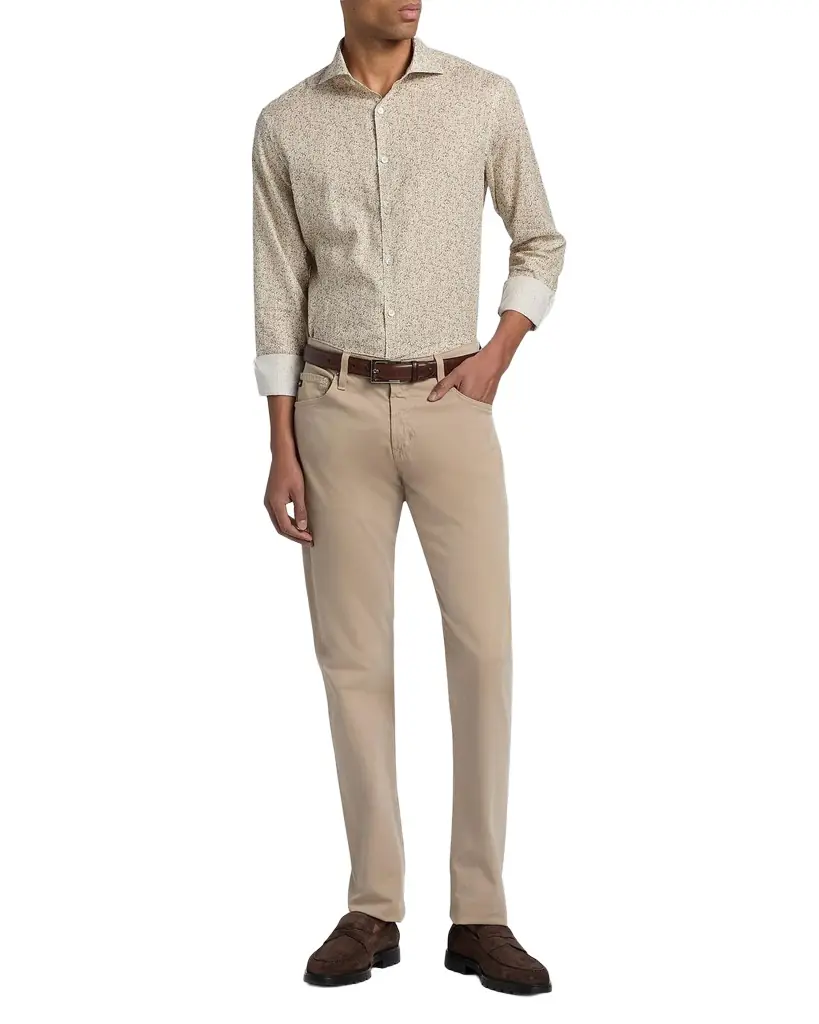 Canali Men 's Linen Micro-Floral Sport Shirt