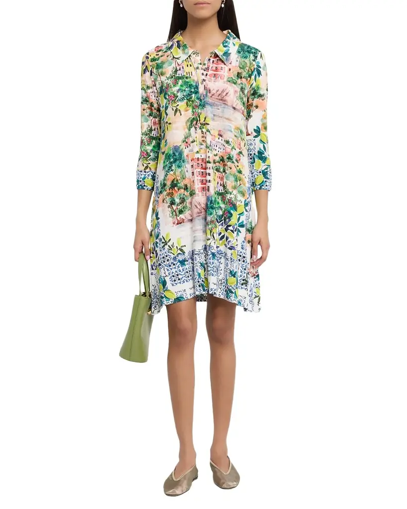 Johnny Was The Janie Lemon-Print Favorite Shirtdress