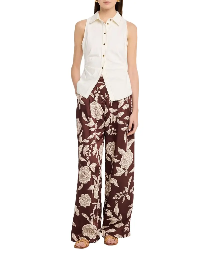 Tanya Taylor Hanelle Button-Front Denim Top