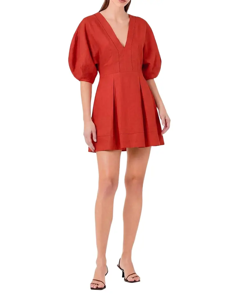 NICHOLAS Josefa Pleated Lace-Inset Mini Dress