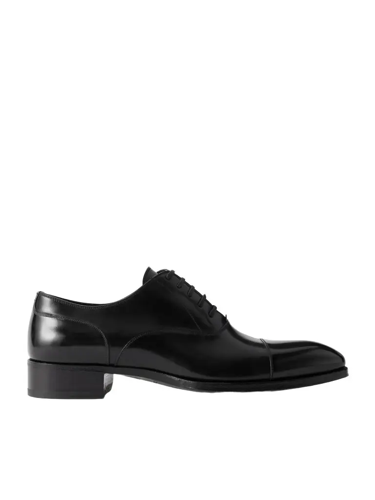 Tom Ford Elkan Burnished-Leather Oxford Shoes - Men