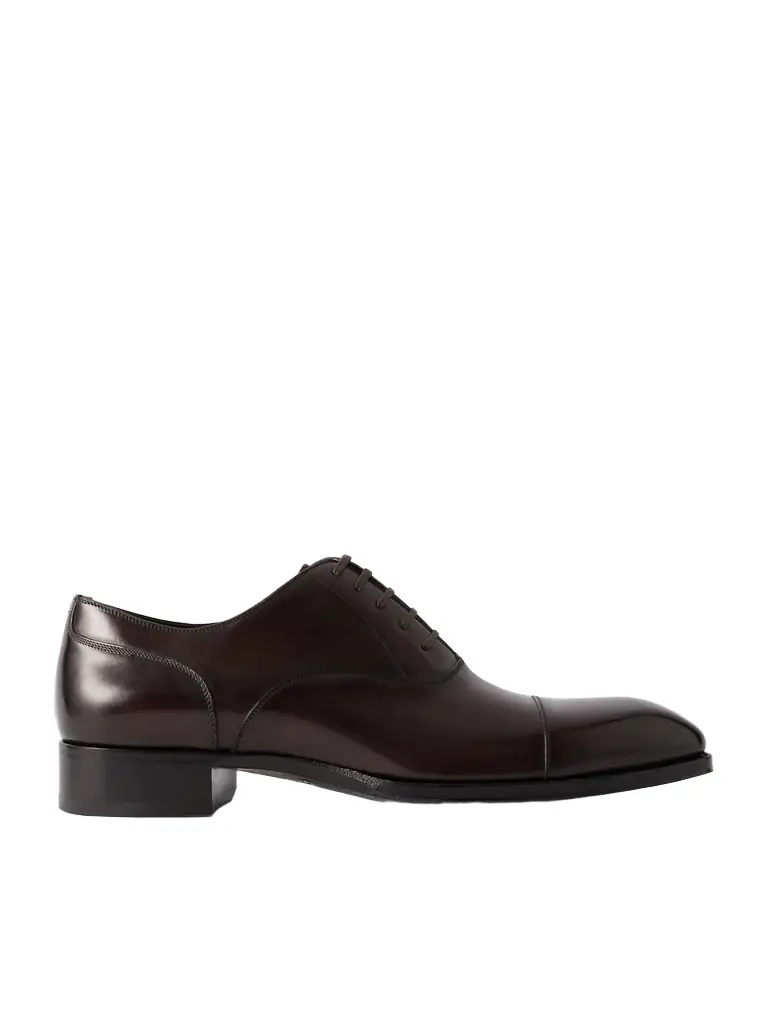 Tom Ford Elkan Burnished-Leather Oxford Shoes - Men