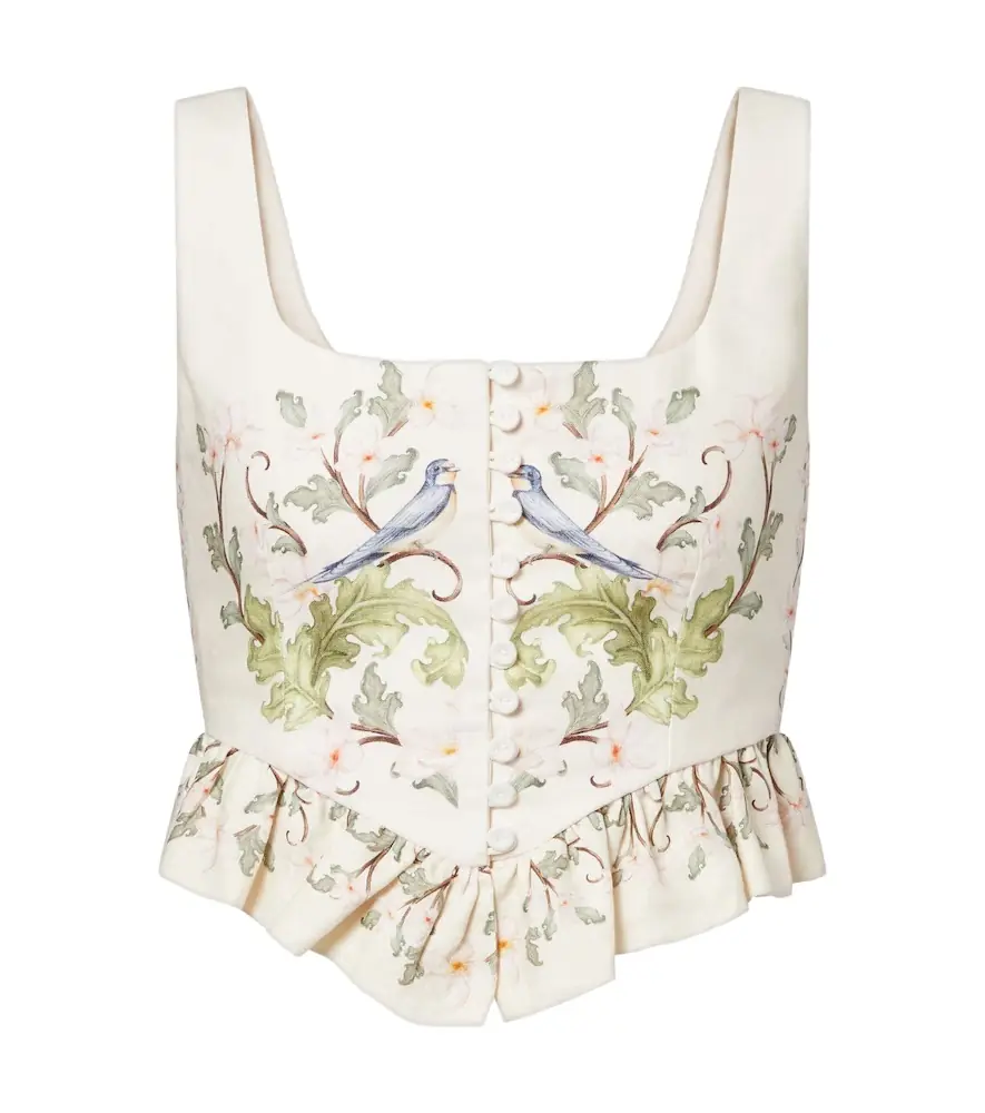 Agua by Agua Bendita Eslabón printed linen top