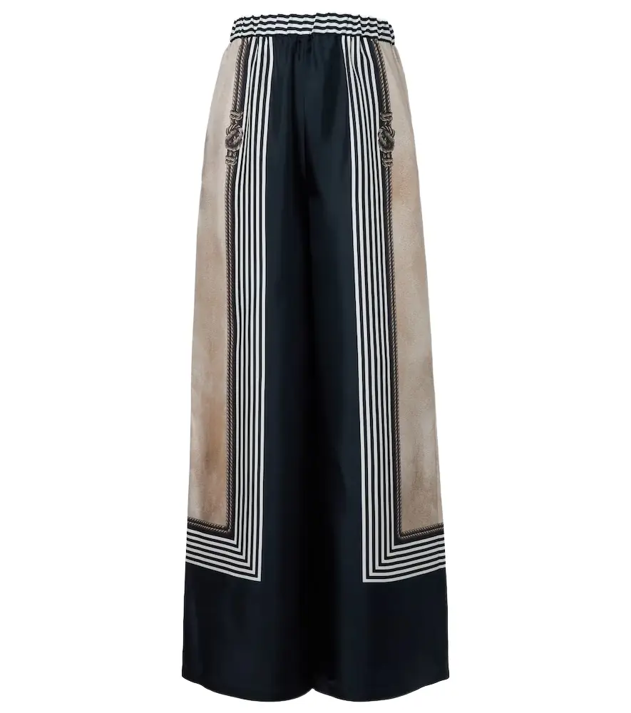 Max Mara Printed silk twill palazzo pants