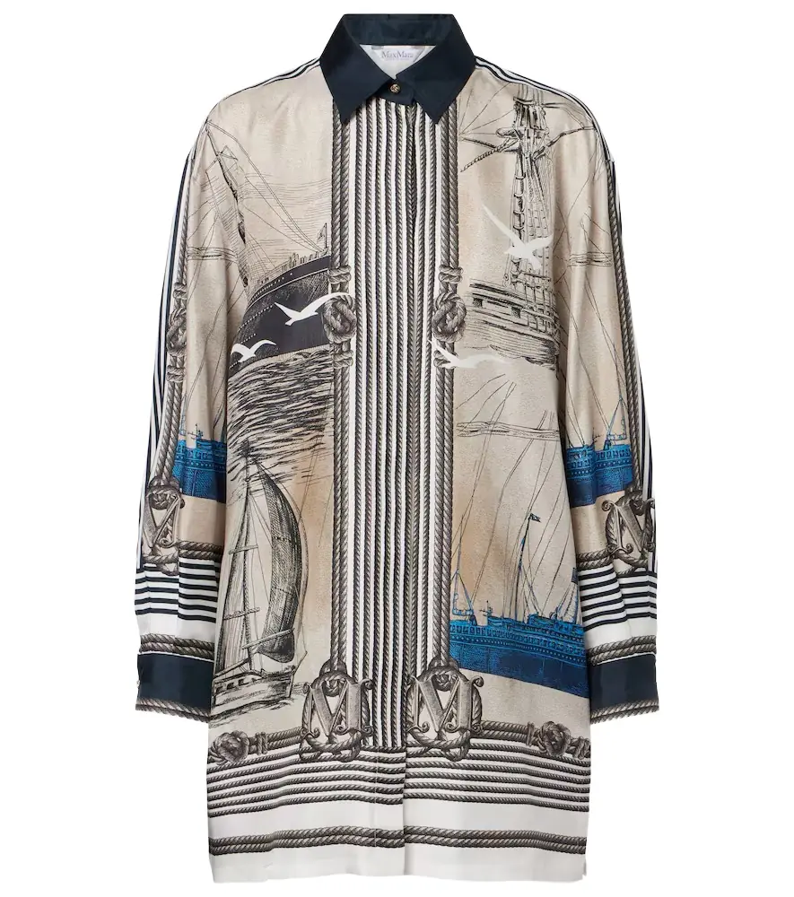 Max Mara Oversized printed silk twill shirt - Women's Clothing