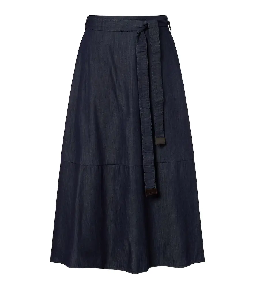 'S Max Mara Belted denim midi skirt