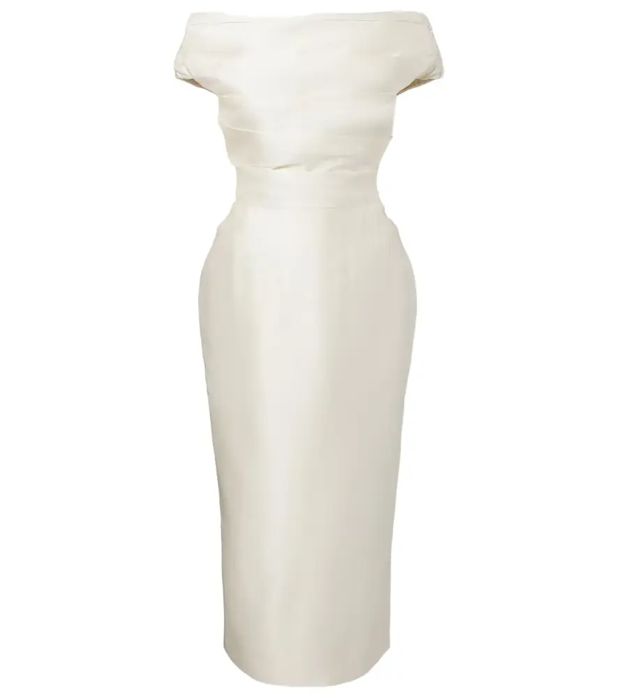 Rachel Gilbert Bronte off-shoulder wool and silk cocktail dress