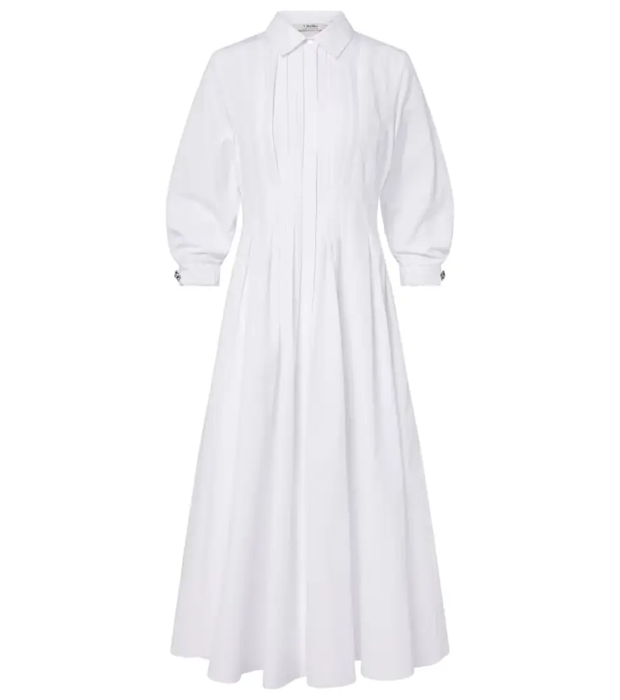 'S Max Mara Pleated cotton poplin shirt dress