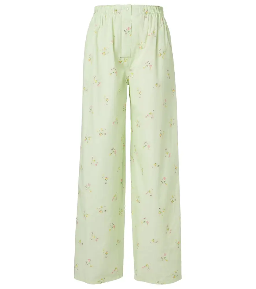 Prada Floral cotton wide-leg pants