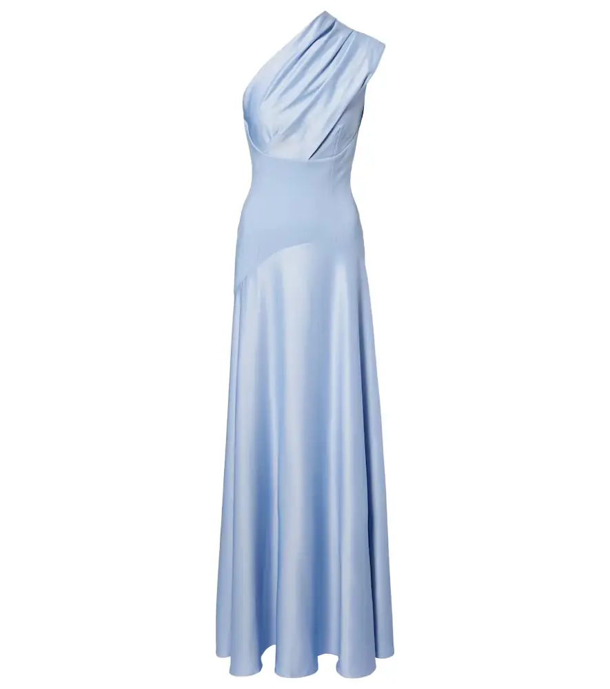 Solace London Gabriela one-shoulder crêpe and satin gown