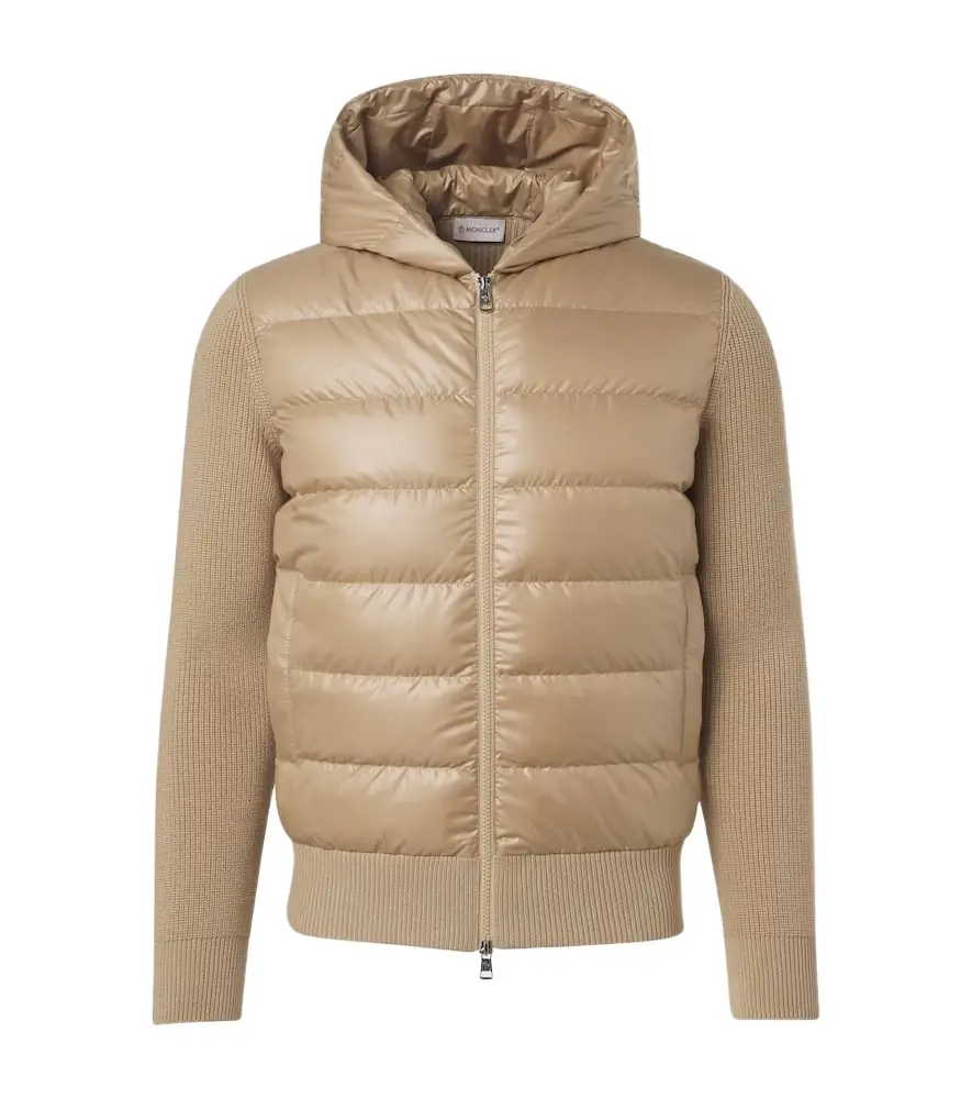 Moncler Tricot down-paneled virgin wool cardigan