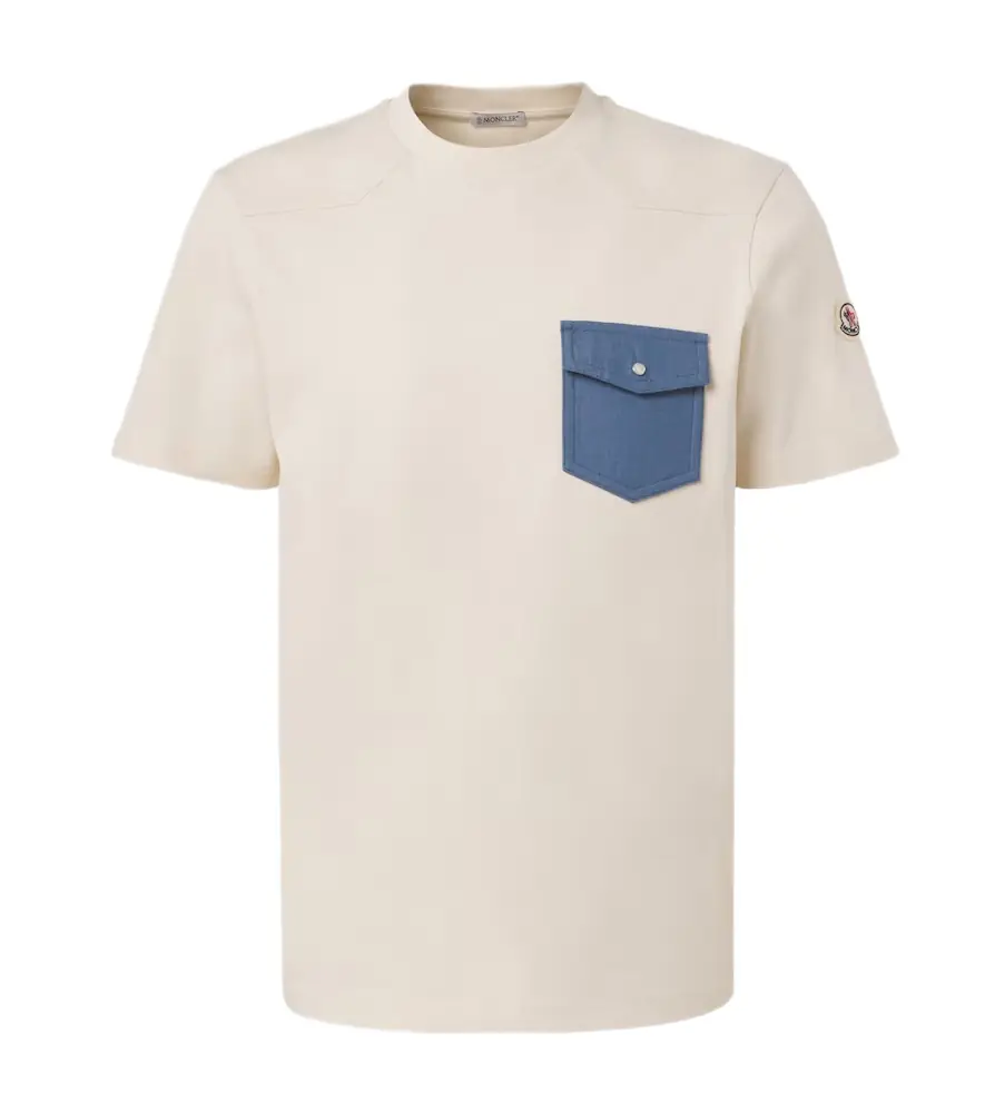 Moncler Denim-trimmed cotton jersey T-shirt