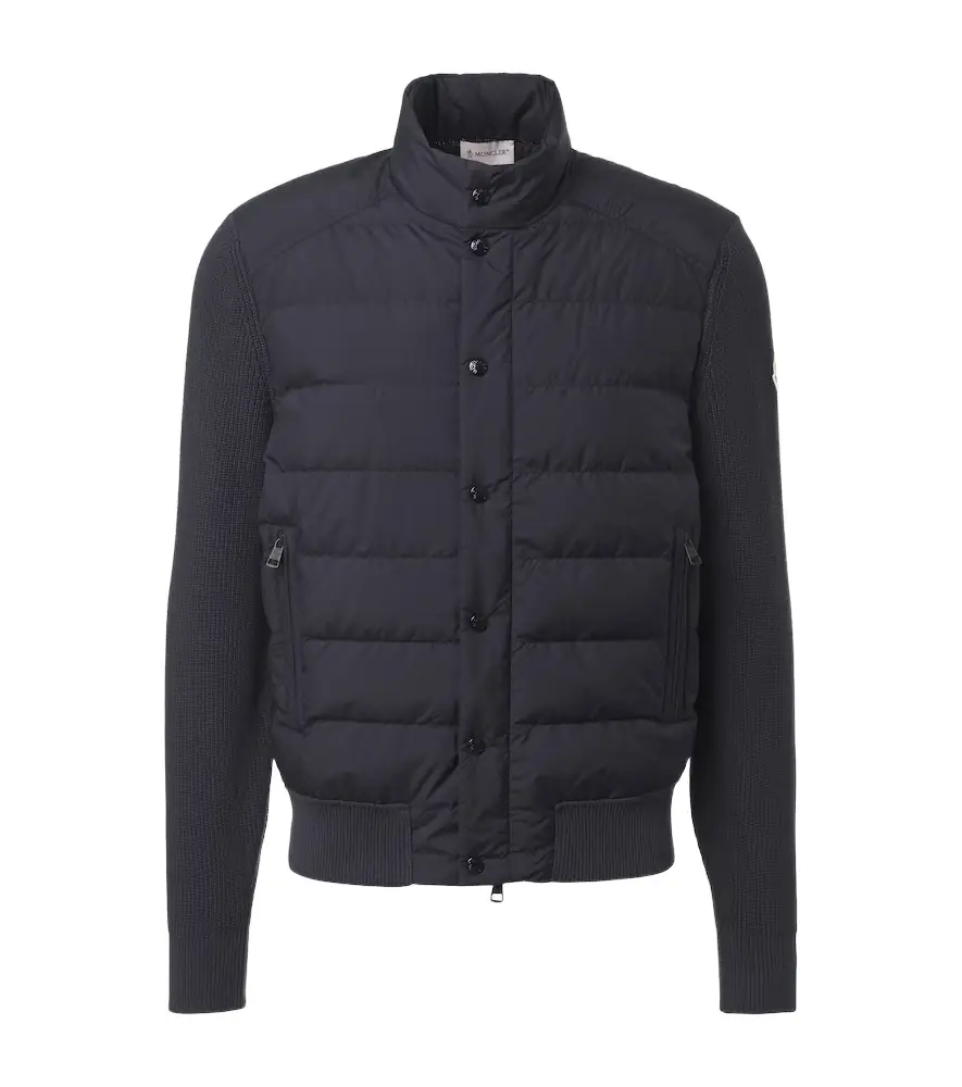 Moncler Down-paneled cotton-blend cardigan