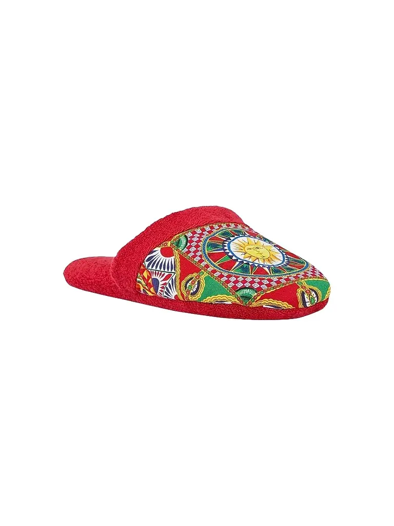 Dolce & Gabbana Men's Carretto Siciliano Terry Slippers - Red