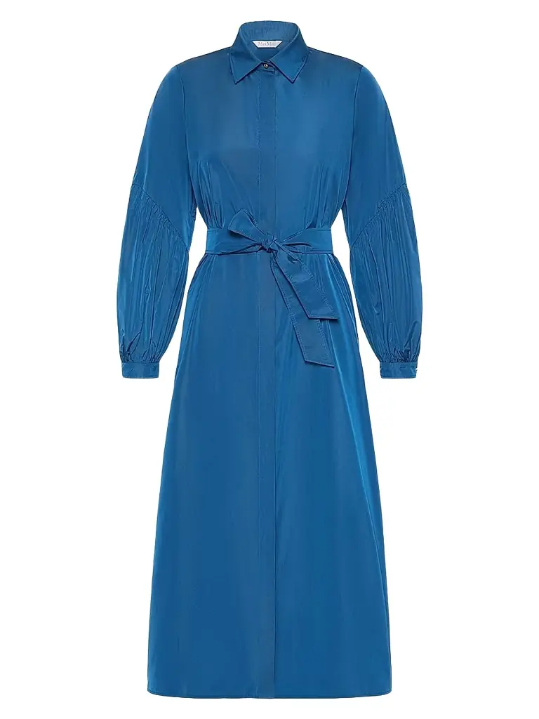 Max Mara Women's Taffeta Shirt Dress - Navy - Women's Clothing