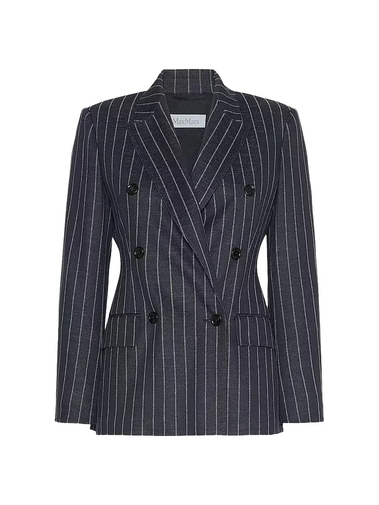 Max Mara Women's Double Breasted Pinstripe Jersey Blazer - Ultramarine - Women's Clothing