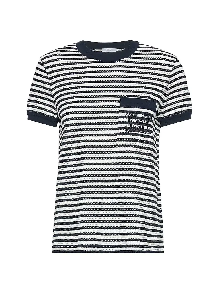 Max Mara Women's Striped Cotton Mesh T-Shirt - White Blue - Women's Clothing