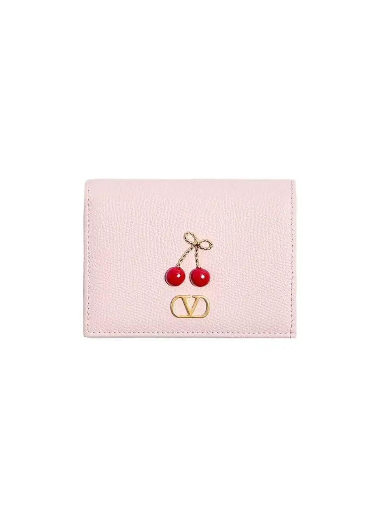 Valentino Garavani Women's Cherryfic Wallet in Grainy Calfskin - Rose Quartz