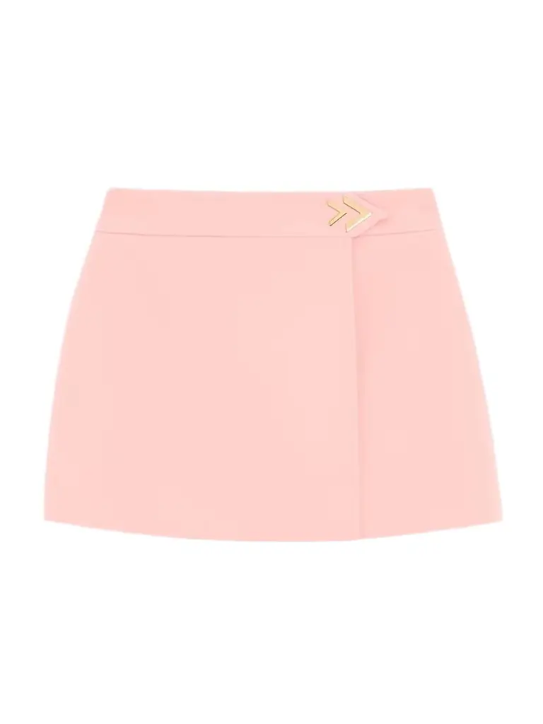 Valentino Garavani Women's Mini Skirt in Wool Crepe - Pink - Women's Clothing