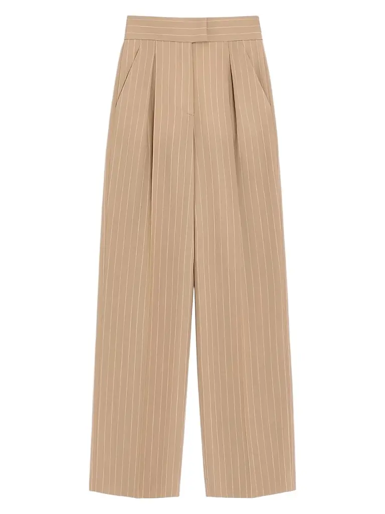 Valentino Garavani Women's Faded Pinstripe Pants - Beige - Women's Clothing