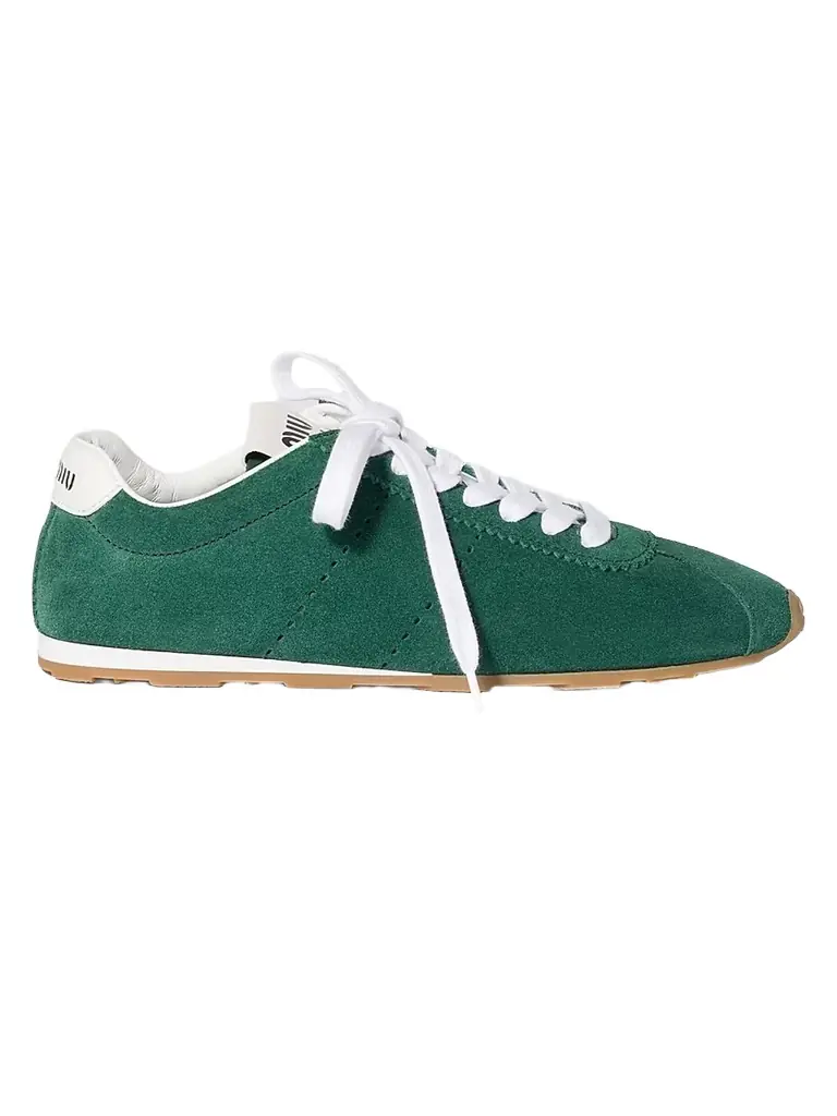 Miu Miu Women's Plume Suede Sneakers - Green - Women's Clothing