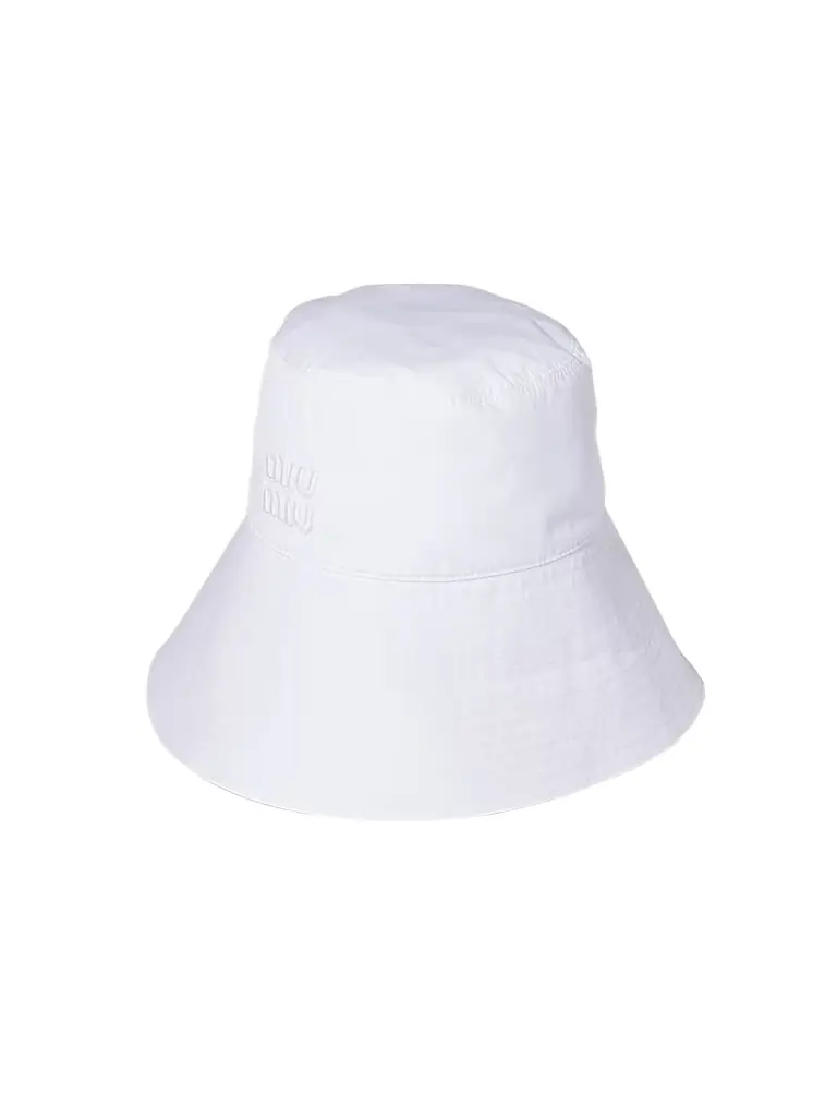 Miu Miu Women's Wide-Brimmed Poplin Bucket Hat - White - Women's Accessories