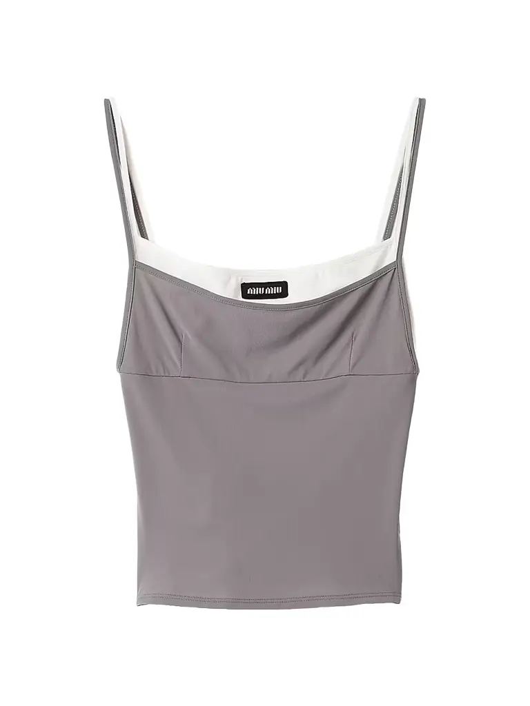 Miu Miu Women's Stretch Jersey Top - Silver - Women's Clothing
