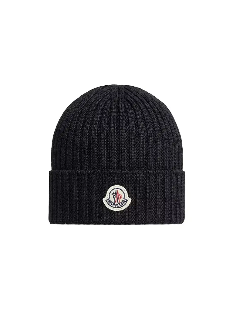 Moncler Little Girl's & Girl's Beanie Hat in Wool - Black