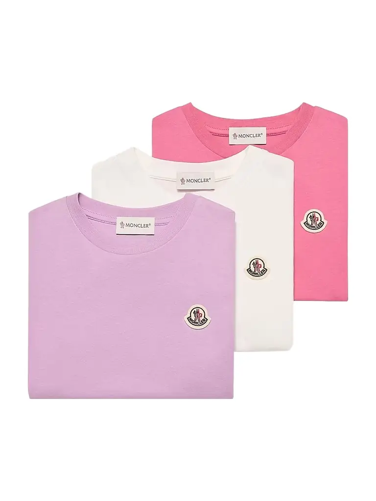 Moncler Little Girl's & Girl's Crew-Neck T-Shirt in Cotton - Mauve Pink White