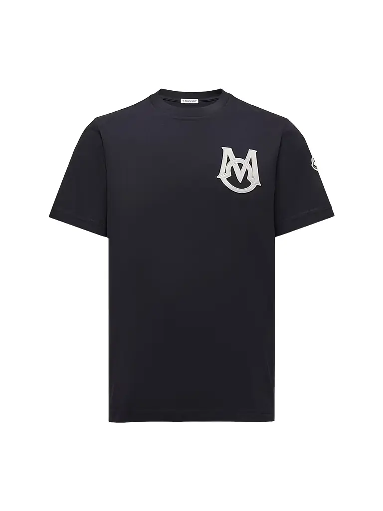 Moncler Men's Crewneck T-Shirt in Cotton - Navy Blue
