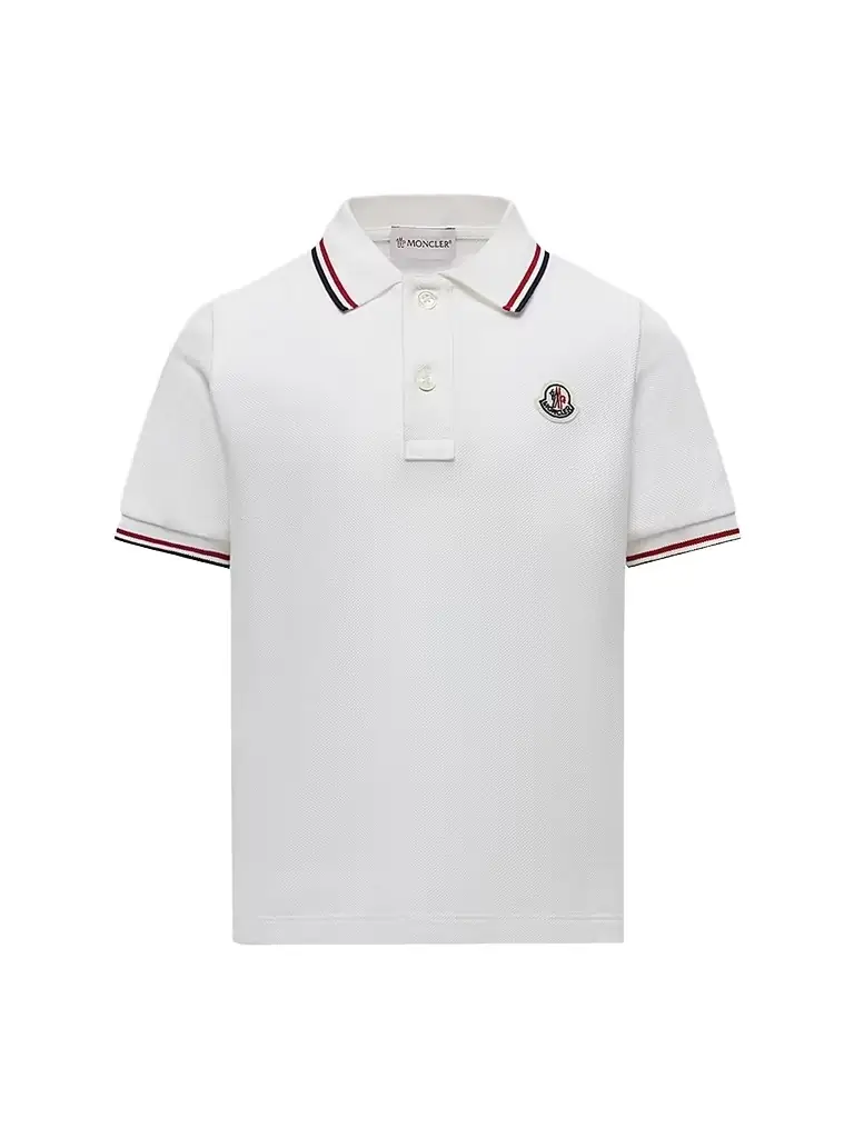Moncler Little Boy's & Boy's Polo Shirt in Cotton Piquet - White