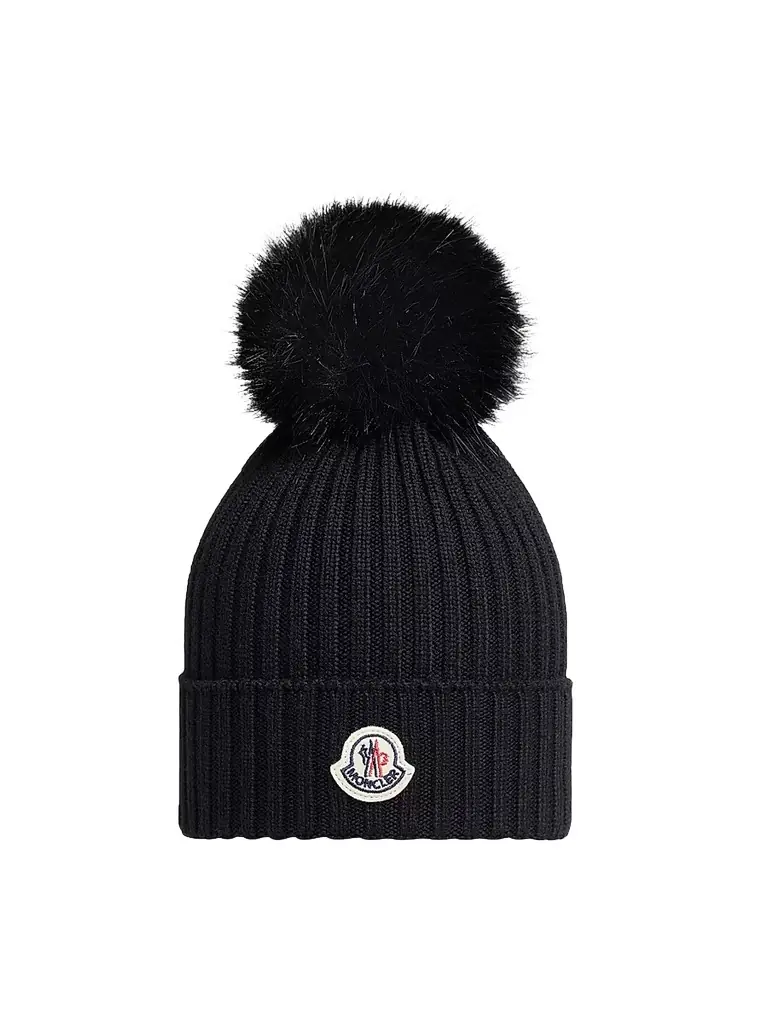 Moncler Little Girl's & Girl's Beanie Hat in Wool - Black