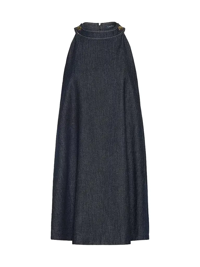 Max Mara Women's Short Sleeveless Cotton Denim Dress - Ultramarine - Women's Clothing