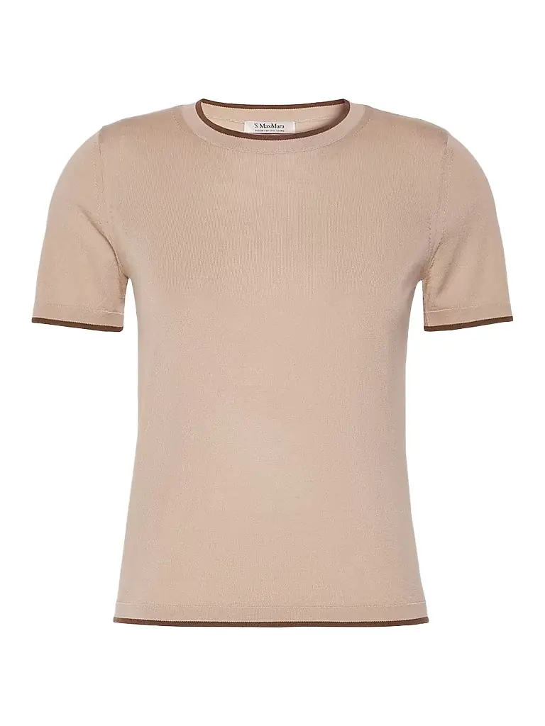 Max Mara Women's Short Sleeved Woollen Yarn Jumper - Beige - Women's Clothing