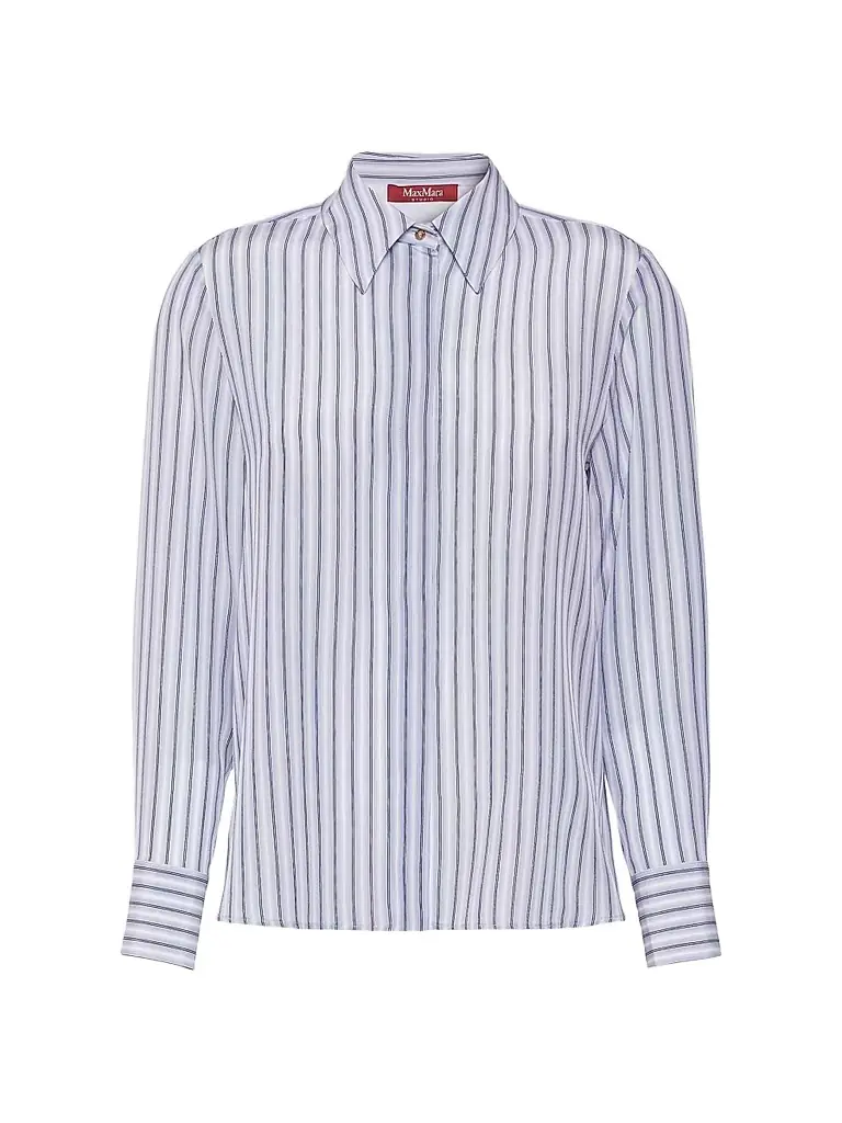 Max Mara Women's Printed Silk Shirt - Light Blue - Women's Clothing