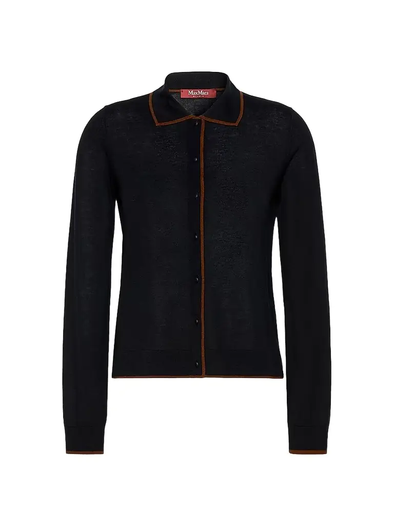 Max Mara Women's Wool and Silk Yarn Cardigan - Navy - Women's Clothing