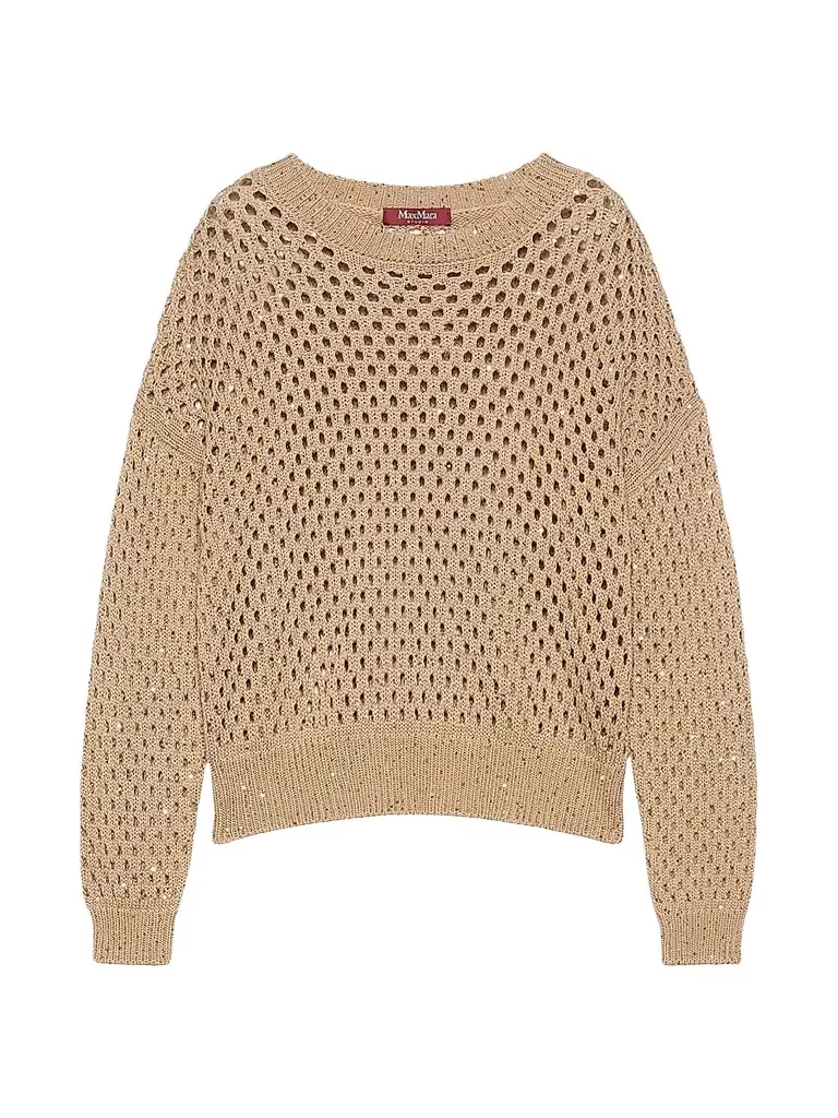 Max Mara Women's Sequinned Cotton Boxy Sweater - Camel - Women's Clothing
