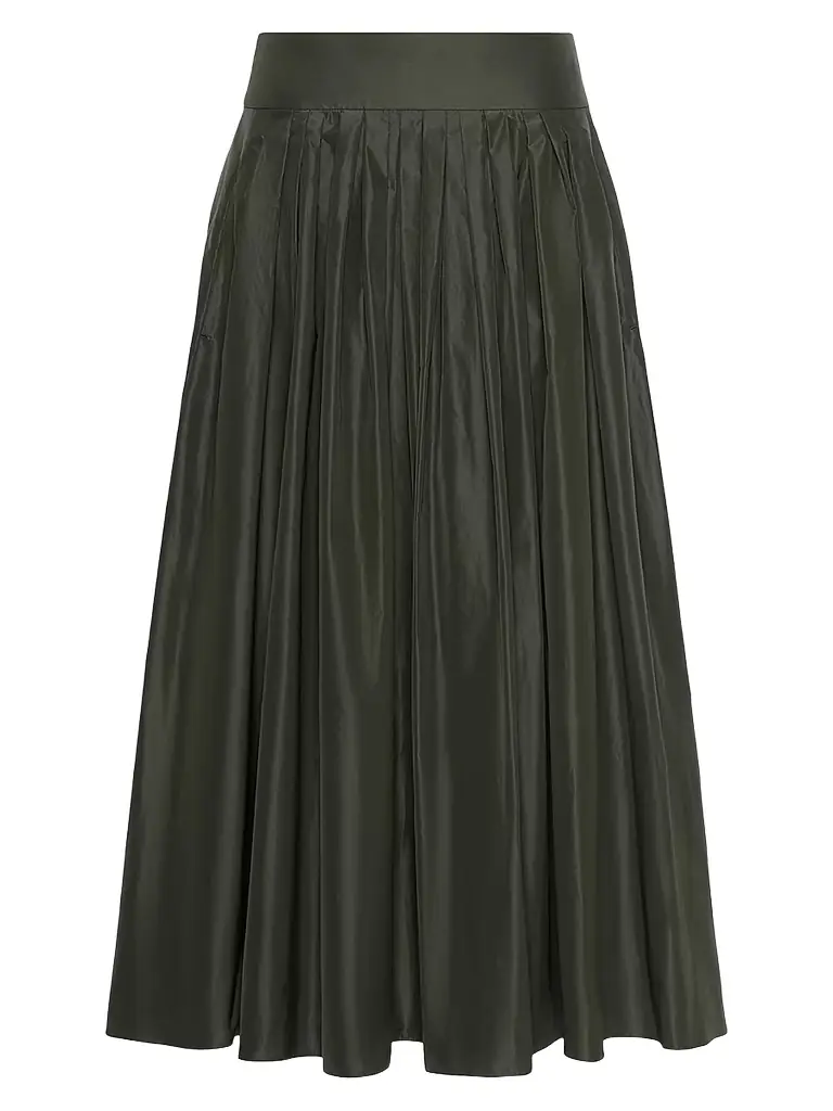 Max Mara Women's Taffeta Pleated Skirt - Dark Green - Women's Clothing