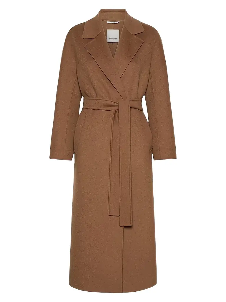 Max Mara Women's Long Wool Drap Wrap Coat - Hazelnut Brown - Women's Clothing