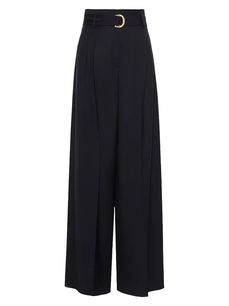 Max Mara Women's High Waisted Woollen Cloth Trousers - Navy