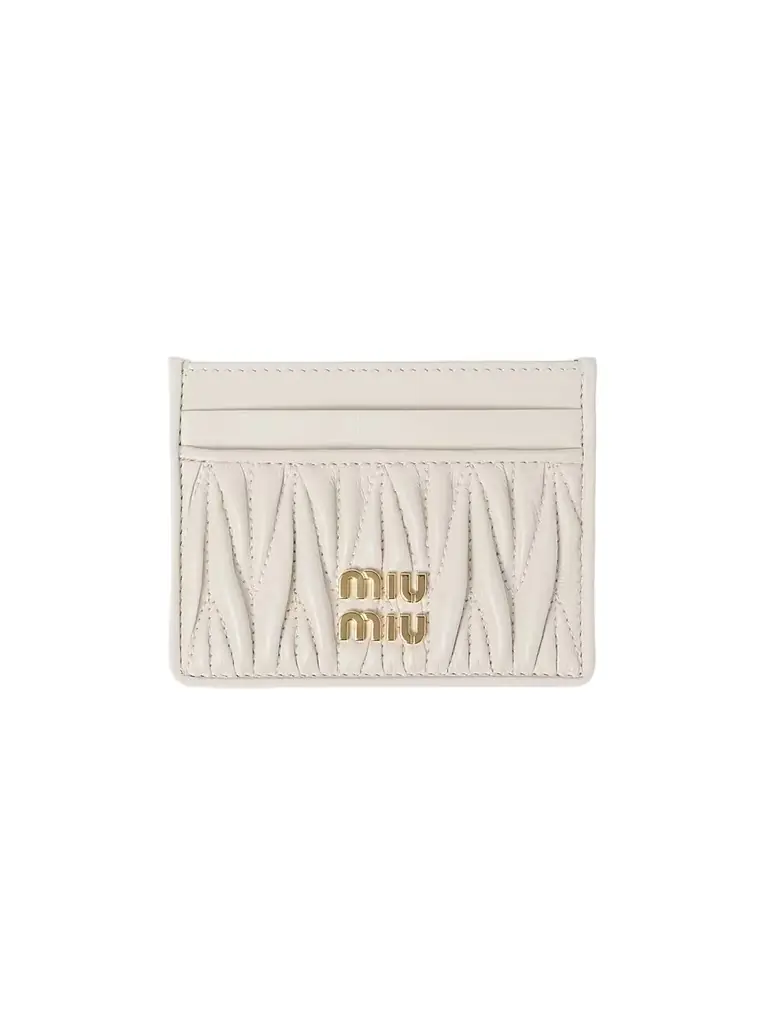Miu Miu Women's Matelassé Nappa Leather Card Holder - Off White - Women's Clothing