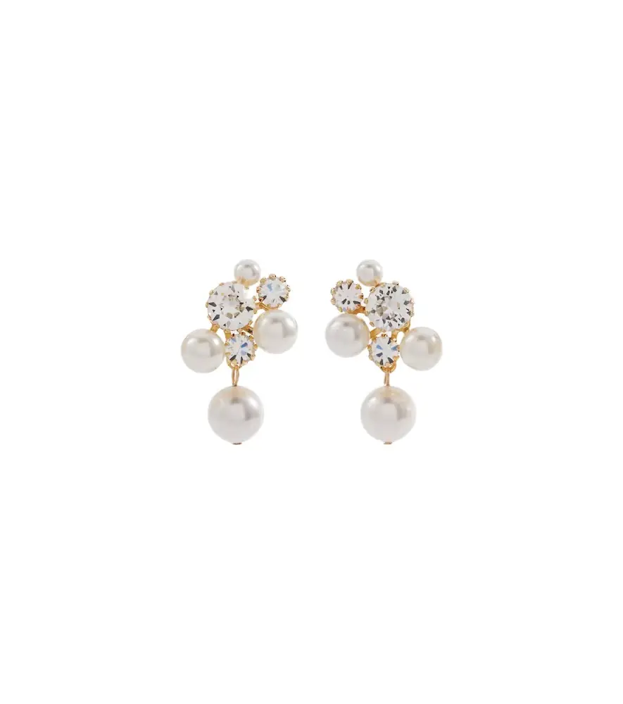 Jennifer Behr Bristol crystal-embellished faux pearls gold-plated stud earrings