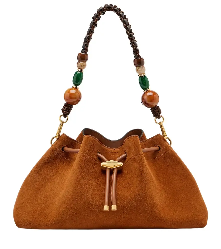 Jimmy Choo Bon Bon Medium beaded suede bucket bag