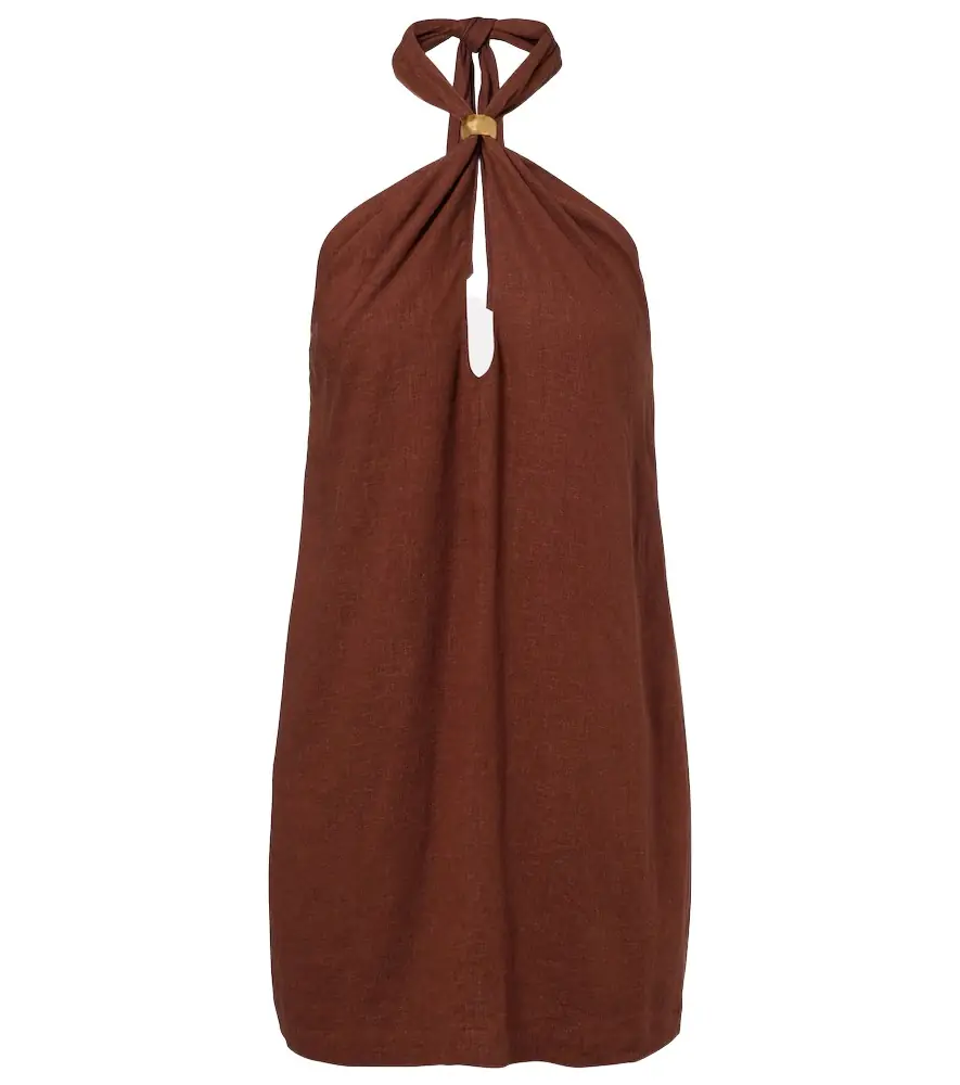 ViX Paula Hermanny Astera halterneck linen-blend minidress