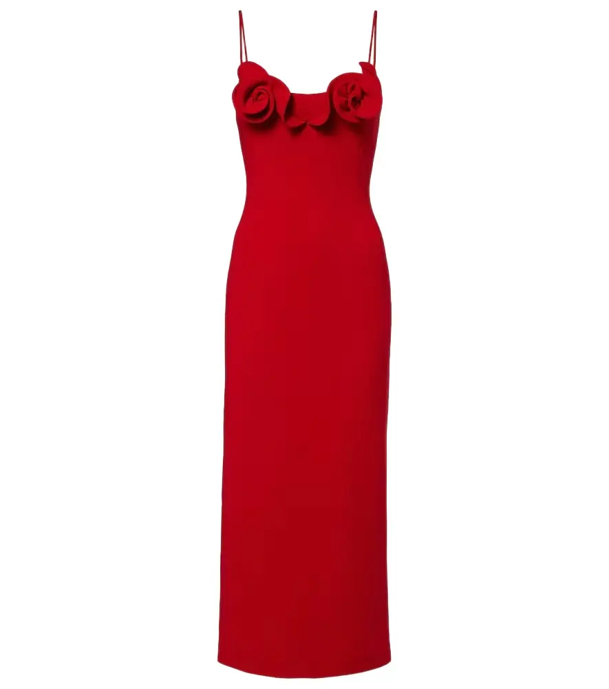 Magda Butrym Floral-appliqué wool-blend midi dress